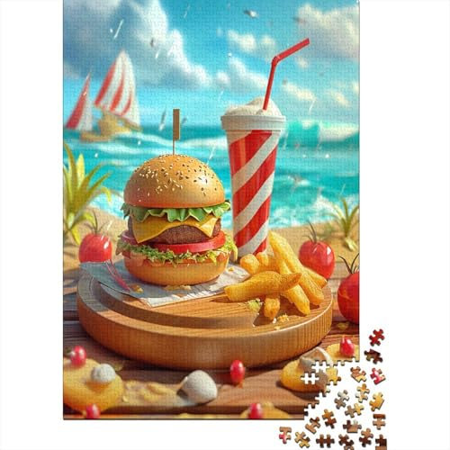 Hamburger 1000 Stück Puzzles Für Erwachsene Teenager Stress Abbauen Familien-Puzzlespiel 1000-teiliges Puzzle Kinder Lernspiel Spielzeug Geschenk Puzzel 1000pcs (75x50cm)