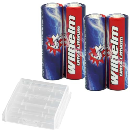 Wilhelm 4 Stück ER14505 AA 3.6V Lithium Batterie Li-SOCL₂ Nicht wiederaufladbar SB-AA11 LS14500 TL-5903 SL-360 S7-400 ER14500 für Wasserzähler Gas SPS Anlagenausstattung Generische Ersatzbatterie