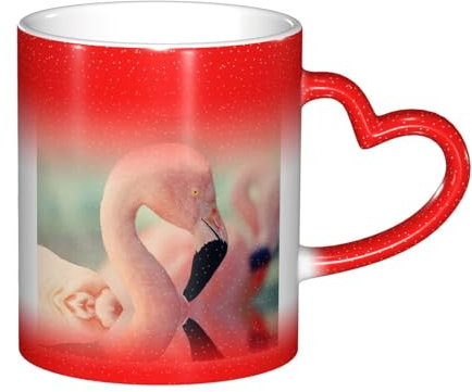 Regalos de cumpleaños de 325 ml, taza de café y té con diseño de flamenco rosa, taza de café de cerámica para mujeres y hombres