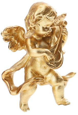 PRETYZOOM Engel zum Aufhängen an der Wand aus Harz antikes Golddekor Gartenstatue Figur Vintage Dekoration Retro Dekoration Desktop-Statue-Dekoration Harz-Engel-Skulptur-Schmuck Golden