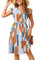 SENBATU Sommerkleider Damen Rüschen Ärmel V-Ausschnitt Strandkleid Plissee Midi Kleid mit Taschen Blumenmuster Farbblockdruck Groß L 42-44