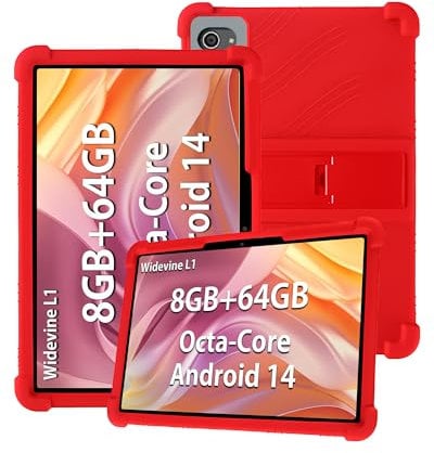 Silicone Tablet Case for Byxsb C10 10inch with Full Coverage, Shockproof, Anti-scratch, Adjustable Stand, and Soft Silicone Cover,Red