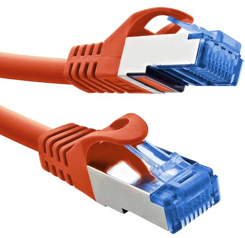InLine® Cable de conexión Cat.6A, S/FTP, TPE (LSZH), CCA, PoE, LAN, Ethernet, cable de red, RJ45 Gigabit, rojo, 10 m, 72600R