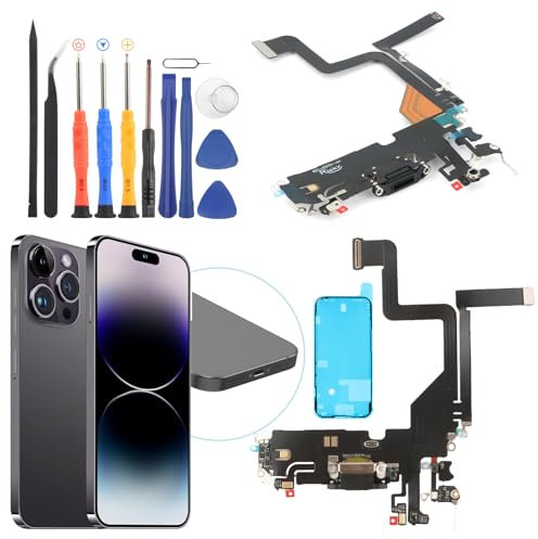 Dock Connector for iPhone 14 Pro Charging Port Flex Cable Replacement for 14 Pro Charger Dock Board Connector with Tools(Black)