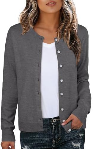 GRECERELLE Dam mjuka koftor elegant lätt långärmad damcardigan stickad jumper pärla button-down-tröjor för kvinnor Storbritannien, höst, vinter, dejting och fest