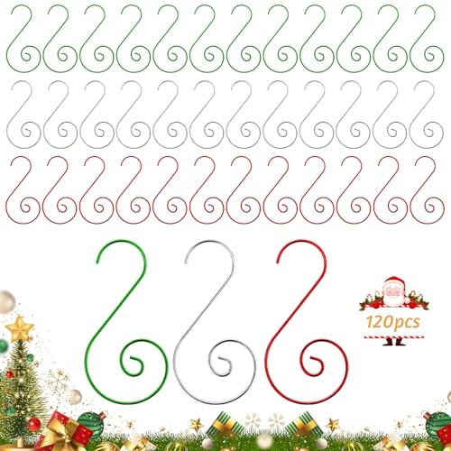 QIZHIQIAMY Aufhänger für Weihnachtskugeln, 120 PCS Christbaumkugel Aufhänger, Weihnachtskugel Haken, Christbaumkugeln Haken, Kugelaufhänger für Weihnachtsbäume, Girlanden, Weihnachtskugeln (D)