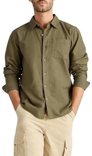 White Stuff Herren Ely Linen-Cotton Long Sleeve Shirt – Langarm, Mit Knopfleiste