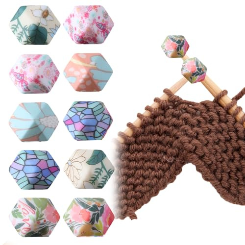 Lusofie 10 Stück Maschenstopper Silikon Sechseckige Stricknadelstopper(2) | Nadelspitzenschutz Strick nadelendkappen Zubehör Für Stricknadeln Schutzkappe Mit Blumen Für Nadeln Der Größen (3–9 Mm)