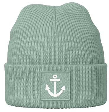 MoonWorks® Kinder Beanie Jungen Anker Patch Grafik Print Maritim Aufdruck Print Strickmütze Wintermütze