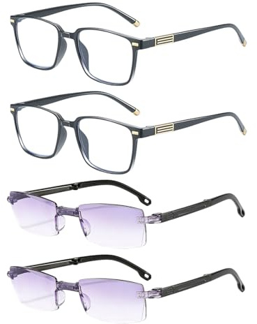 DASHUI 4 Stück Zoom Brille Set, Intelligente Brille mit Automatischer Dioptrien-Einstellung für Damen und Herren, Blaulicht Smart Glasses für Digitale Geräte und Outdoor