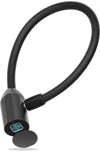 Ounfhtrttk Fingerprint Cable Lock, Smart Bike Cable Lock, Fingerprint Lock with APP Access, Waterproof Biometric Cable Lock