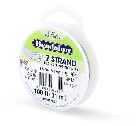 Beadalon 0.3 mm Diameter 31 m 7 Strand Reel Wire, Satin Silver