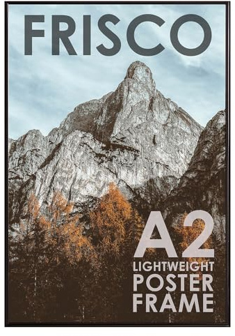 Kenro Frisco Plastic Picture Frames (Box of 1) - A2 / 42x59.4cm Wall Hanging Stylish Photo Frame with Glass Front - Black