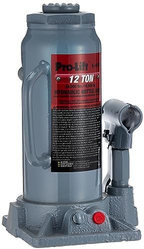 Pro-Lift B-012D Grey Hydraulic Bottle Jack - 12 Ton Capacity