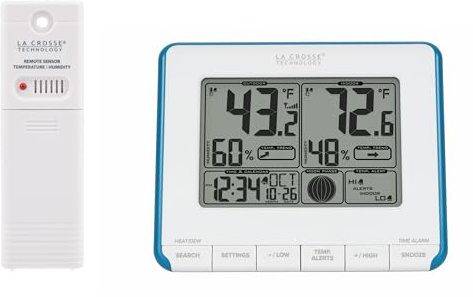 La Crosse Technology 308-1711BL Wireless Weather Station with Heat Index and Dew Point,Teal Blue/White