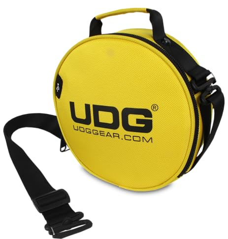 UDG Ultimate DIGI Headphone Bag, Yellow (U9950YL) | Compact headphone bag for DJs; padded compartment, accessories pocket, adjustable shoulder strap
