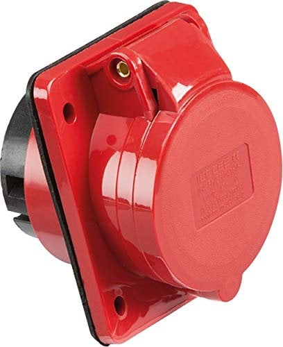 Knightsbridge IN0017 Industrial Connectors IP44 Angled Panel Mount Socket 3P+N+E, red, 415V 16A