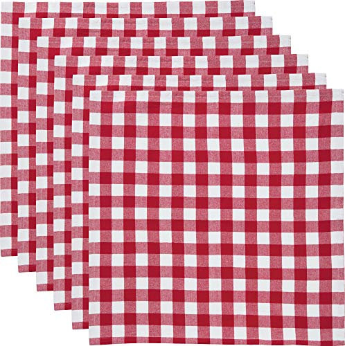 REDBEST Servietten, Stoffserviette 6er- Pack Landhaus karo Nashville rot Größe 50x50 cm - strapazierstark, langlebig, glattes Gewebe, mit Kuvertsaum (weitere Farben)