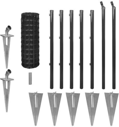 vidaXL Maschendrahtzaun Set 10x0,8m Stahl Grau Maschendraht Gartenzaun Zaunset
