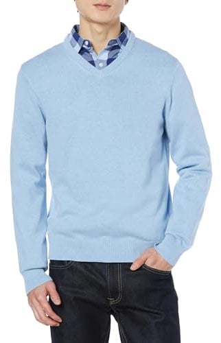 Amazon Essentials Herren Pullover-Pullover Mit V-Ausschnitt (Erhältlich In Groß und Schwer), Hellblau Heidekraut, L