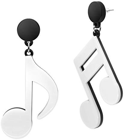 Soul-Cats 1 Paar Statement Ohrringe Musiknote schwarz weiß