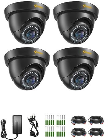 Anlapus 4pcs 1080P Cámara de Vigilancia Seguridad Exterior para 2MP TVI DVR Kit, Visión Nocturna Clara