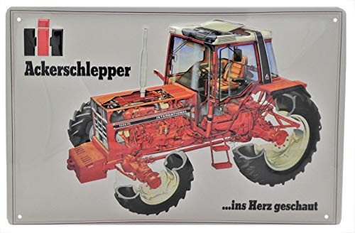 LUCKYLINDE geprägtes Blechschild passend für IHC Schlepper, Traktor und Landwirtschaft Fans, Deko Werkstatt, Garagen Oldtimer Schild 20 x 30 cm (Ackerschlepper)