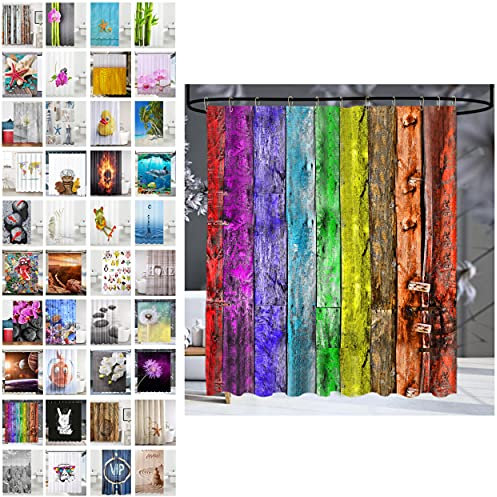 Sanilo Rideau de Douche, Large Choix de Beaux Rideaux de Bain, Haute qualité, 12 Anneaux Inclus, Imperméable, Effet Anti-moisissures (180 x 200 cm, Rainbow)