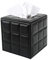 Discoball Taschentuchbox-Abdeckung, PU-Leder, würfelförmiger Taschentuchhalter, quadratisch, Papierhalter, Serviettenspender, Halter für Zuhause, Büro und Auto (schwarzer Würfel)