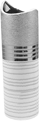 GILDE Halbmondvase Lavena Silber/weiß/hellgrau H: 44 cm B: 13 cm Tiefe: 13 cm 47220