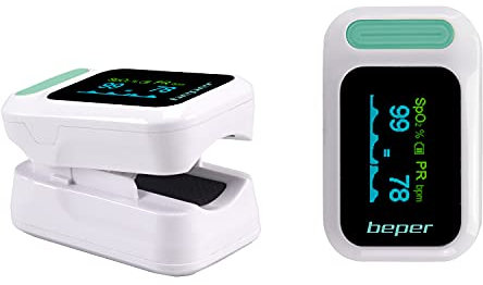BEPER P303MED050 Pulsoximeter, Oximeter, Pulsoximeter für Sauerstoffsättigung (SpO2), Pulsfrequenz (PR), LED-Anzeige, Batteriebetrieben, Inklusive Trageband