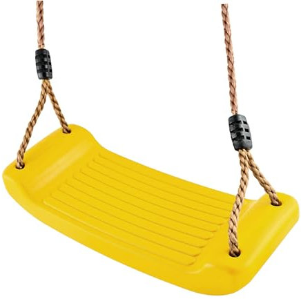 Schaukelsitz/Schaukelbrett/Brettschaukel aus witterungsbeständigem Kunststoff, Seile verstellbar bis 200 cm, Farbe: (gelb)