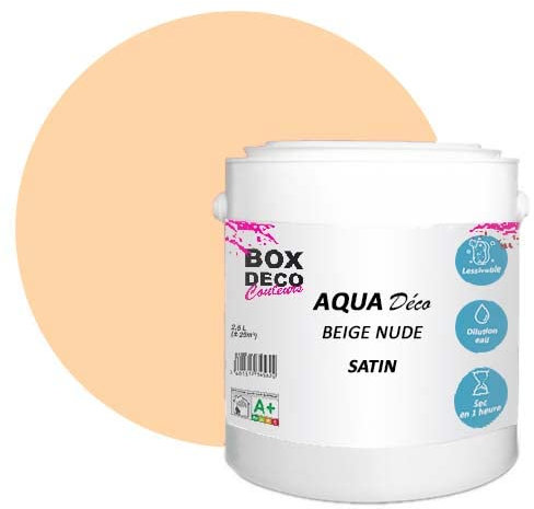 BOX DECO COULEURS Peinture murale acrylique aspect satin Aqua Déco - 2,5 L, Beige Nude
