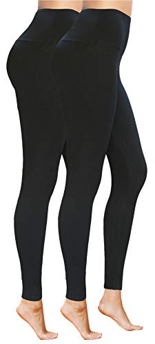Luxleg High Waist Womens Leggings - 4 Way Stretch Yoga Pants Workout Leggings - Ankle Length Jeggings for Women, No See-Through Tummy Control Soft Squat Proof Leggings (XXL, Black 2 Pack)