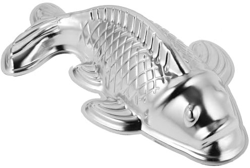 Alipis Moule à gâteau en alliage d'aluminium en forme de poisson - Moule à gâteau en forme de carpe - Moule à gâteau d'anniversaire - Moule à riz pour chocolat, fondant, décoration de gâteau - Argenté