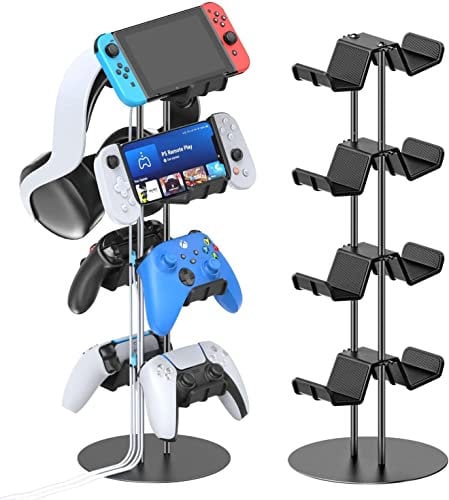 Kytok Gaming Headset Halterung, 4-Stufen Controller Halter & Kopfhörer Halterung Tisch mit Kabel Gaming Organizer, Kopfhörer Halter für Universaler Controller/Headset, Gaming Zubehör Headset Ständer