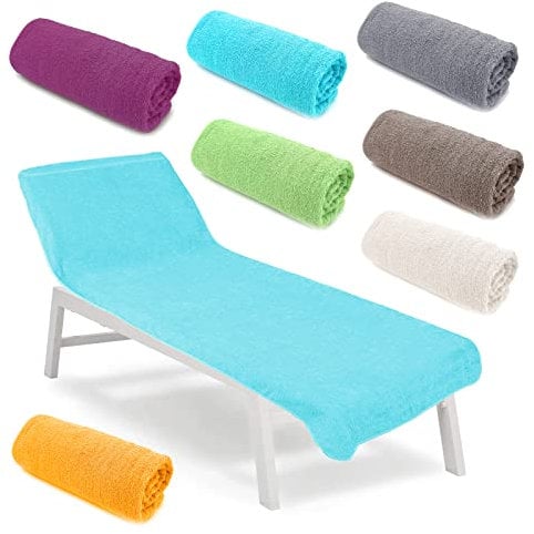 heimtexland ® Coussin en tissu éponge pour chaise longue - Pour plage, piscine, sauna - Serviette hygiénique - Type 772 - Aqua