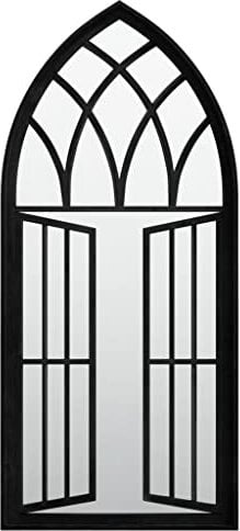 vidaXL Gartenspiegel Fensterspiegel Wandspiegel Hängespiegel Zierspiegel Dekospiegel Gartendeko Spiegel für Außenbereich Schwarz 100x45cm Eisen