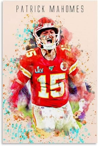 LBMED Leinwand Bilder Kunst Kc Chiefs Patrick Mahomes Leinwand für Schlafzimmerdekoration Malerei Poster Druckt Gedruckte 23.6x35.4(60x90cm) Kein Rahmen