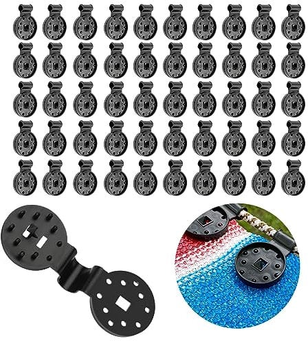 Clips Tela de Sombra,50 Clips De Plástico para Tela Protectora,Clip Especial con Ojal, Panel Cerca Tela Malla Cortavientos,Clips de Tela para Sombrilla para Jardín al Aire Libre (Negro)