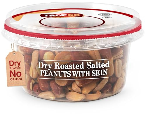 Tropgo Dry Roasted Salted Peanuts 200g Tub - Peanuts in Resealable and Recyclable Tub - Wholesome Trail Mix with Fibre, Protein, and Essential Minerals - Healthy Nuts for All Ages
