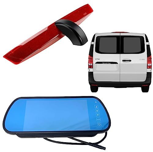 Dolphin Automotive Rear Brake Light Reversing Camera For Mercedes Benz Vito 2016 Onwards Barn Doors W447 (Camera With 7 Mirror Monitor)