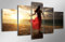 Leinwand Wandkunst Modulare Bilder Wohnkultur 5 Stücke Schöne Frau Am Strand Bei Sonnenuntergang Ohne Rahmen: 150 X 100 Cm Gemälde Wohnzimmer Hotelrestaurant Kinderzimmer Schlafzimmer Hd Gedruckt Ani