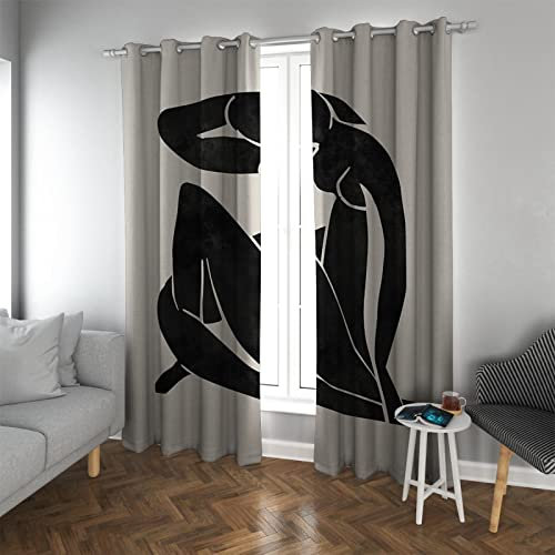 Deertweet Home Moderne Verdunkelungsvorhänge für Schlafzimmer abstrakte weiße Schwarze Fenstervorhänge Lärmschutzvorhänge für das Wohnen im Raum Verdunkelungsvorhänge 2 Paneele H190xB100