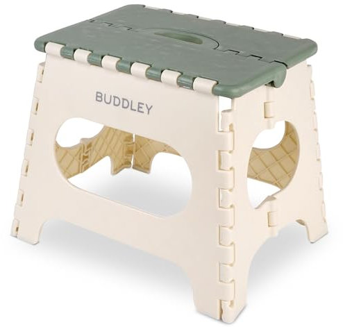 BUDDLEY Klapphocker, Faltbarer Hocker, Klapphocker, Klappbarer Hocker, Caravanhocker, Küchenhocker, Klapphocker Camping, Klapphocker Erwachsener, Klapphocker Kind, Küchenhocker (Grun Beige L)