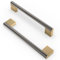 FURNIWARE 10 Pack Knruled Cabinet Handles, 160mm (6.3 Inch) Hole Center Shiny Antique Brass, Vintage Kitchen Cupboard Pulls for Drawer Dresser, Cupboard, Wardrobe, Cabinet Hardware