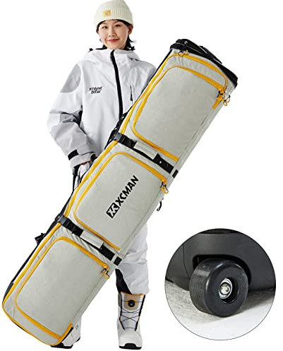 XCMAN Snowboard-Skisack mit Rädern, verstellbare gepolsterte Tasche für Air Traveling Länge 63-75In