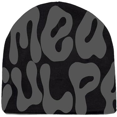 BAIFUMEN Frauen Beanie Hut Winter Strickmütze Brief Grafik Gestrickt Hut Frauen Winter Weich Warm Mütze (Acryl, Schwarz und Grau)