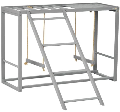 PawHut Juego para Pollos, Accesorio gallinero, 3-4 Pollos, Gris