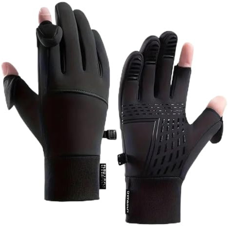 2XK-NOV 1 Paar wind- und wasserabweisend warme Handschuhe (Handflächenbreite <10cm) mit fingerkappe, Touchscreen-Handschuhe, fingerlose,geeignet zum Laufen, Radfahren, Fahren, Angeln, Unisex